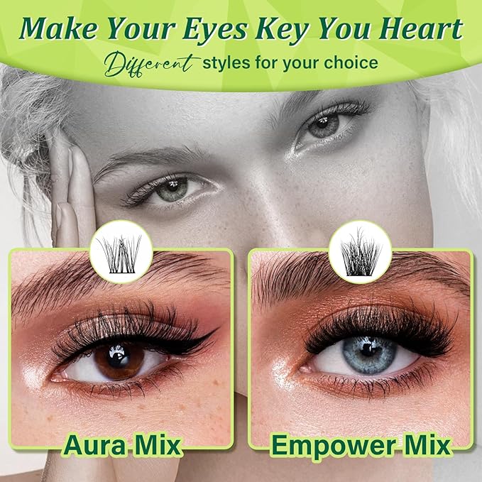 KEYYOU Lash Extension Kit 3D Effect Volume Lash Clusters Kit 120pcs D Curl Waterproof Kit DIY Eyelash Extension Kit with Bond and Seal Lash Glue Remover Lash Applicators (Kit-PuffSilk V3D05-8-18MIX)