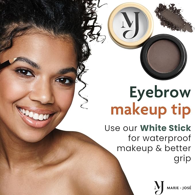 Marie-José Dark Brown Eyebrow Powder - Warm, Rich, Chocolate Brown Makeup Powder- Effortless All-Day Brow Beauty - Compact Size 0.10oz for Purse or Travel Size - Made in USA