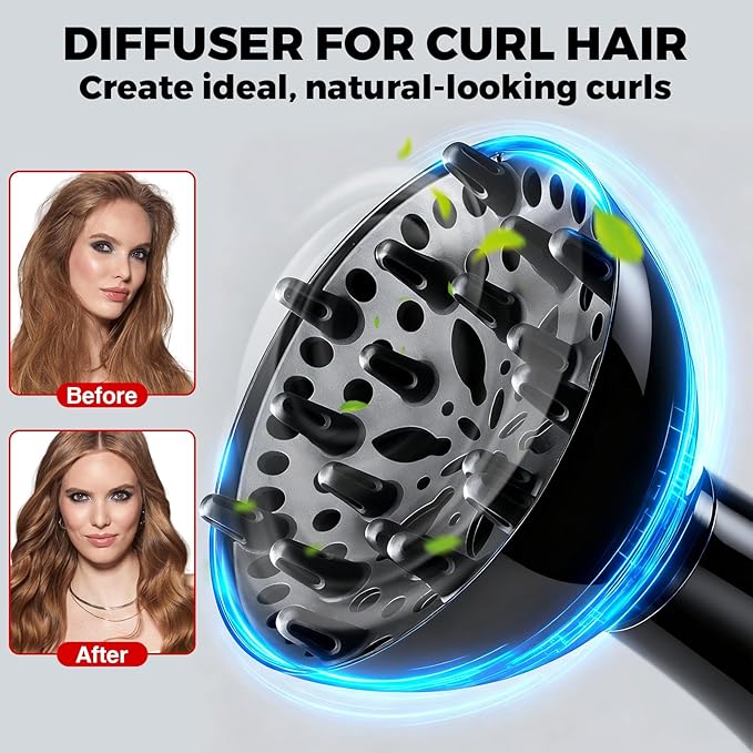 13Pcs Ionic Constant Temperature Hair Blow Dryer Kit - Lightweight, Low Noise, 1800W Professional Blowdryer Set for Women and Men