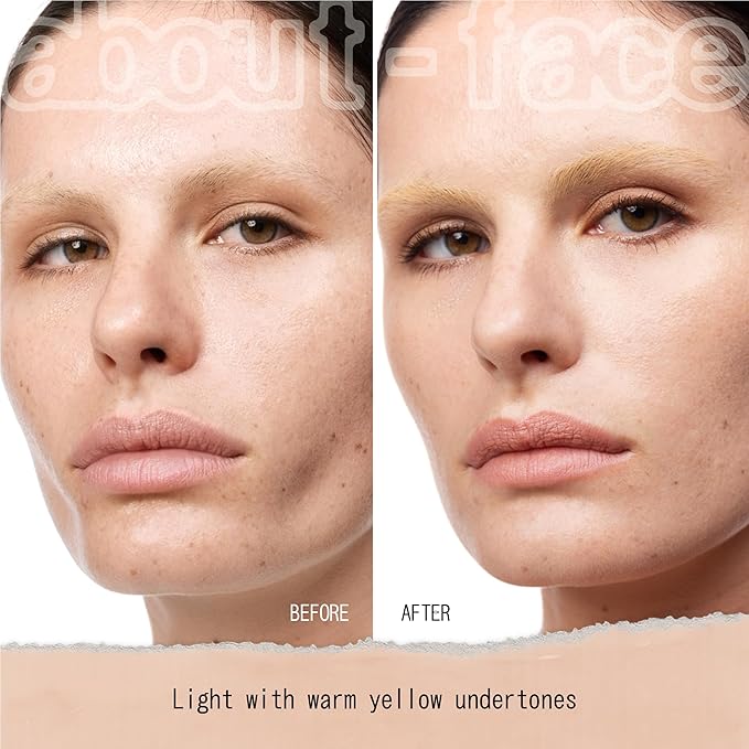 about-face THE PERFORMER Skin-Focused Foundation L1Warm – Medium Coverage, Long-Wear, Breathable & Buildable Base – Clean, Vegan, Hydrating Formula with Blue Agave & Chlorella – 1.08oz