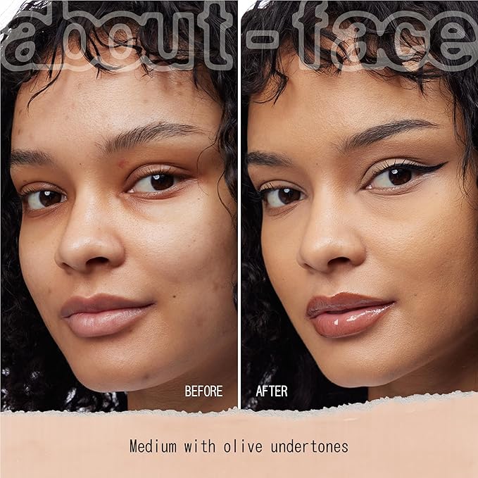 about-face THE PERFORMER Skin-Focused Foundation M2Olive – Medium Coverage, Long-Wear, Breathable & Buildable Base – Clean, Vegan, Hydrating Formula with Blue Agave & Chlorella – 1.08oz
