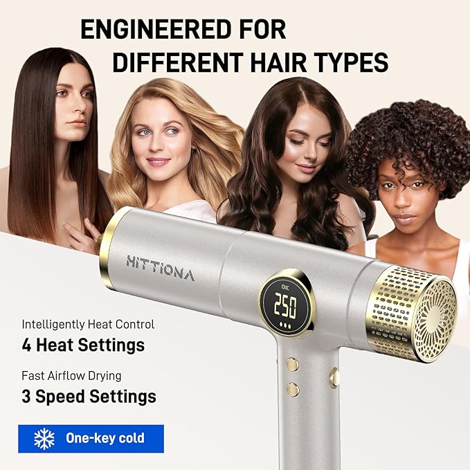 Infrared Ionic Hair Dryer with Diffuser - 2000W Dual Voltage Blow Dryer for Women, Fast Drying, Frizz Control, Lightweight & Low Noise, Red Light & Negative Ions, European Travel 110V-240V