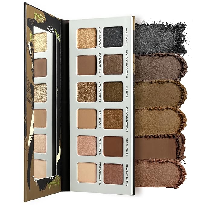 ‌Natural Nudes Eyeshadow Palette - Warm Taupe & Dark Brown Matte, Shimmer & Metallic Velvety Finish | Long-Lasting Travel-Friendly Compact Size | Beginner-Friendly Eye Makeup Palette Everyday Looks