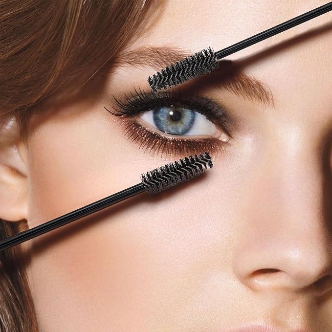 COCIDE 500Pcs Black Eyebrow Brush Eyelash Comb Lash Brushes Disposable Mascara Wands Lash Spoolies for Eyelash Extensions Supplies Makeup Applicators