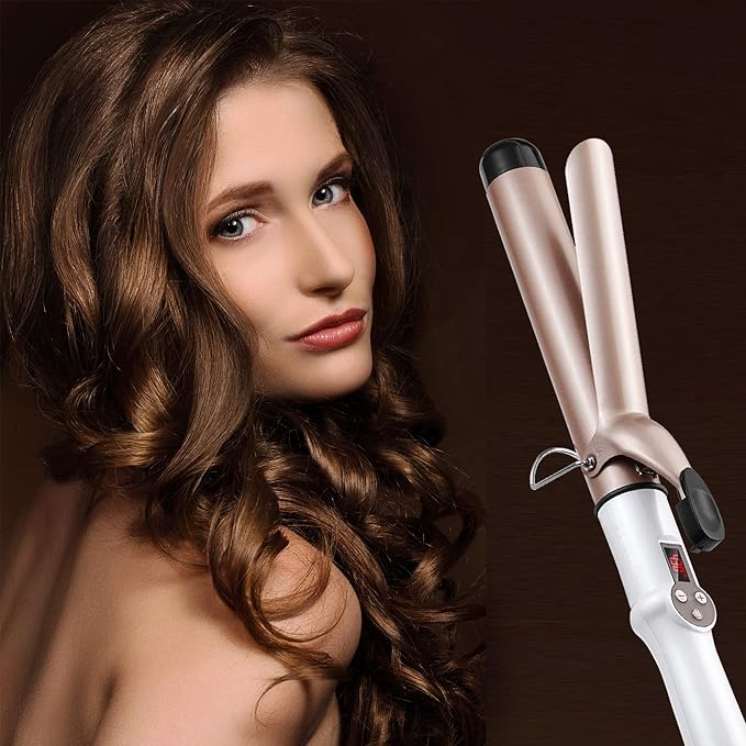 1.25 Inch Curling Iron Hair Curler with Ceramic Coating Barrel, Professional Curling Wand Instant Heat up to 450°F, LCD Display with 9 Heat Setting (for All Hair Types, Glove Include)