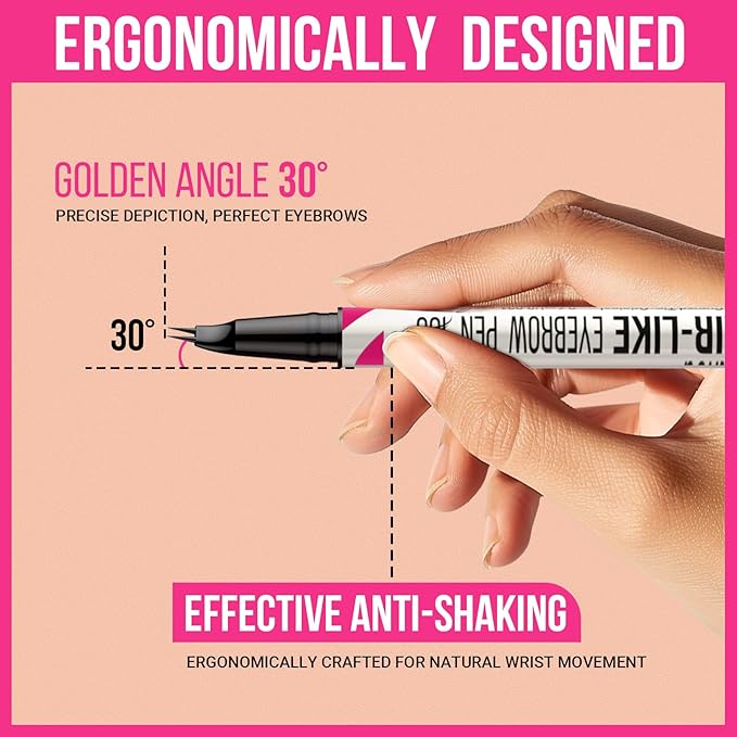 iMethod Curved Eyebrow Pen - 2-in-1 Dual-Ended Eyebrow Pencil with Curved Tip and Precise Brush-Tip, Microblading Eyebrow Pen for Natural Hair-Like Brows, Long Lasting, Reddish Brown