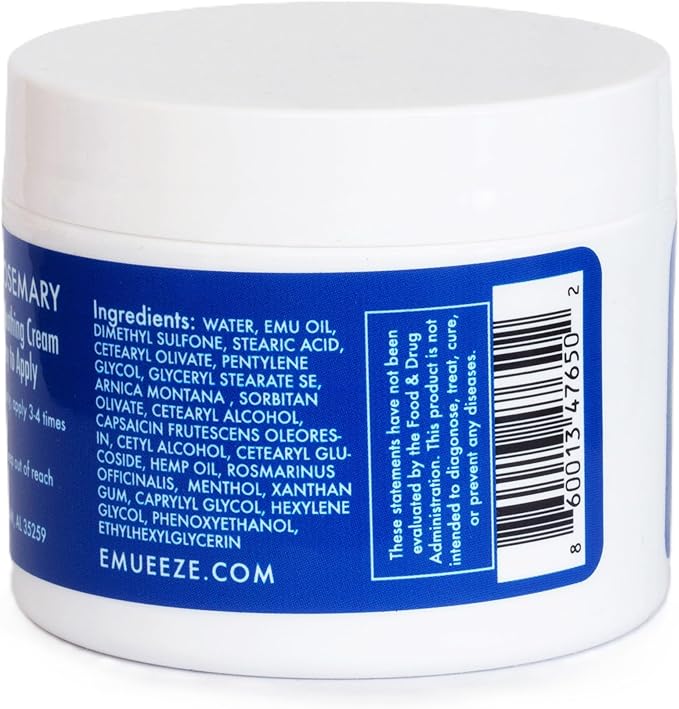 EMU-EEZE - Hemp Cream + Emu Oil - Soothing Cream with Arnica and Rosemary