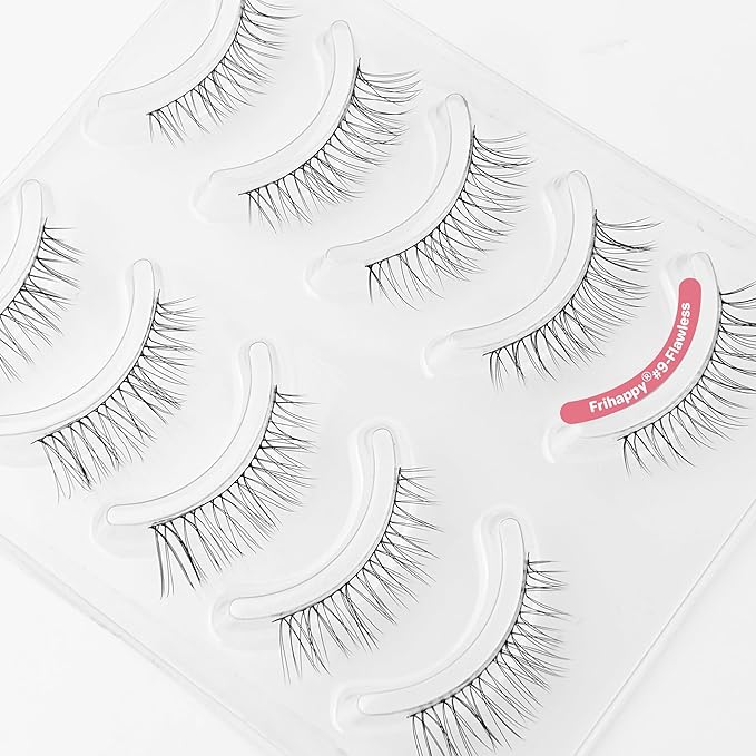 Frihappy Lashes Wispy Natural Lashes Natural Look Natural Eyelashes Wispy Eyelashes False Eyelashes Natural Fake Lashes Clear Band Lashes #9