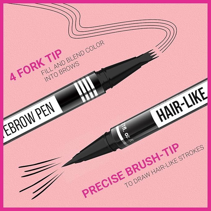 iMethod Microblading Eyebrow Pen - Eyebrow Pencil Magical 2-in-1 Dual-Ended Eye Brow Pencils for Women with 4-Fork-Tip & Precise Brush-Tip Create Natural Hair-Like Brows, Last All-Day, Grey
