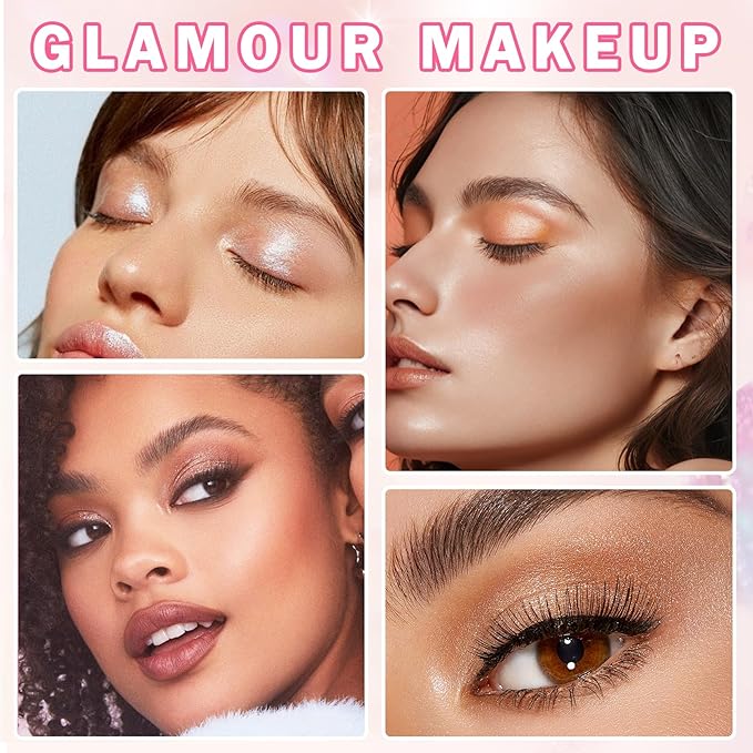 Glitter Eyeshadow Champagne Glow Single Eyeshadow,Ultra Fine Shimmer Eyeshadow Lightweight Sparkling Blendable Formula,Daily Multiuse Glossy Eyes Makeup (09 Moonstone)