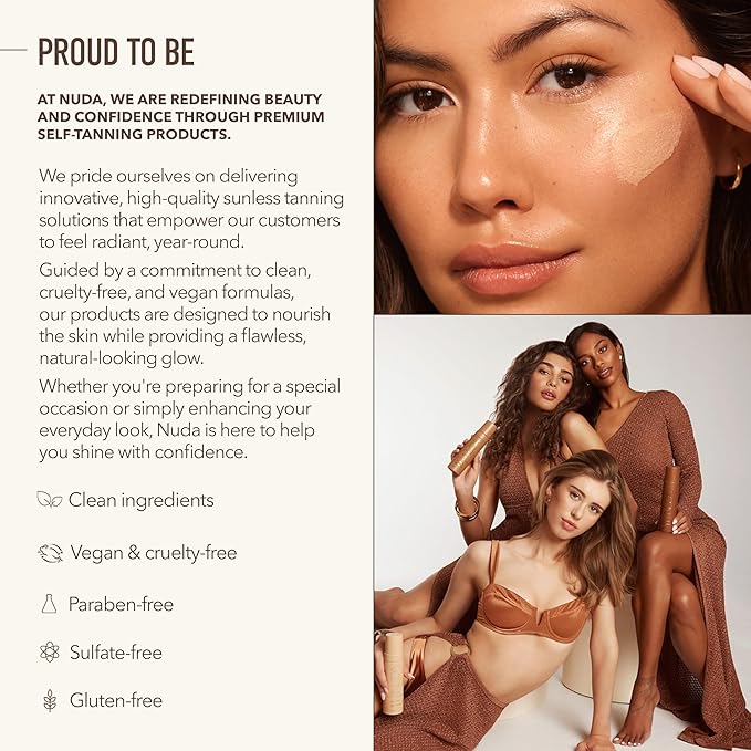 Nuda GlowDrops | Bronzing Squalene, Ginger, Lavender, & Moringa-Infused Face Bronzing Drops | Lightweight, Washable Bronzer Drops | Cruelty-Free, Paraben-Free, & Sulfate-Free Bronzing Serum, (30 mL)