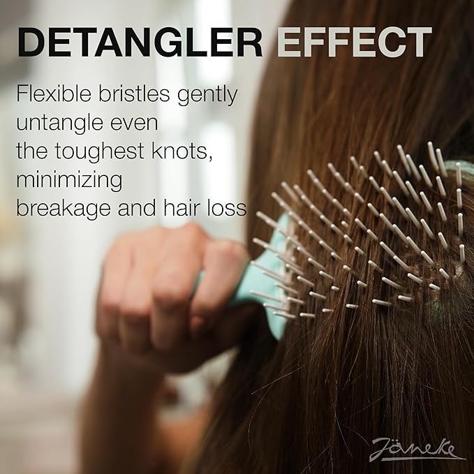 Janeke Superbrush Detangling Brush for Soft Smoothing Hair Brushing with Anti-Static Bristles - Vented Wet Hair Brush for Blow Drying Use - Perfect for Curly, Thick, Wavy, Fine Hair Types (Nude)