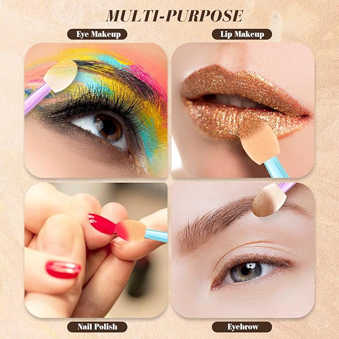 Tanlade 500 Pcs Eyeshadow Applicators Disposable Eye Makeup Brushes Eyeshadow Double Sided Sponge Brushes for Women Lady Girls(2.56 Inch,Mixed Colors)