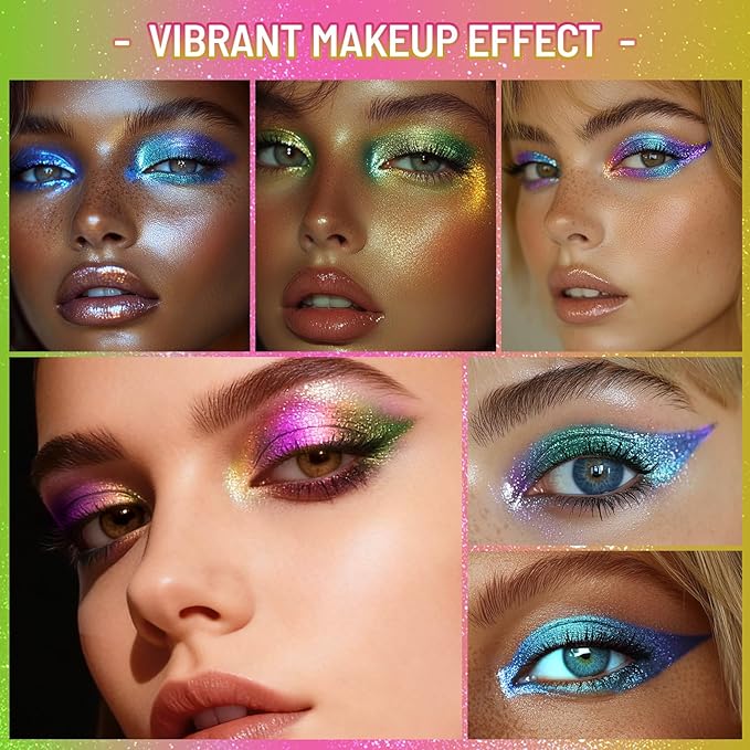 UCANBE Chameleon Eyeshadow & Eyeliner Gel Pencil - Multichrome Shifting Colors Metallic Glitter Eye Makeup,Waterproof Long-Lasting Smudge-Proof Multi-Dimensional Color (Metallic Pink to Golden Olive)