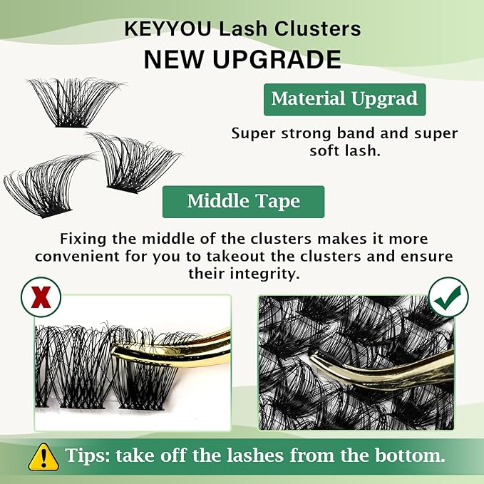Lash Clusters 96pcs Eyelash Clusters D Curl 12mm Cluster Lashes KEYYOU Volume Wispy Lash Extension Soft&Comfortable Easy DIY at Home(Y24,D-12mm)