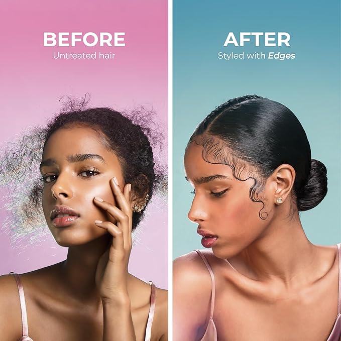 Edges Gel for 4C Hair, Strong Hold Edge Control, Non-Flaking & Long-Lasting Styling Gel for Black Women, Moisturizing Baby Hair & Braids, Alcohol-Free, Sulfate-Free, Coconut Oil & Biotin