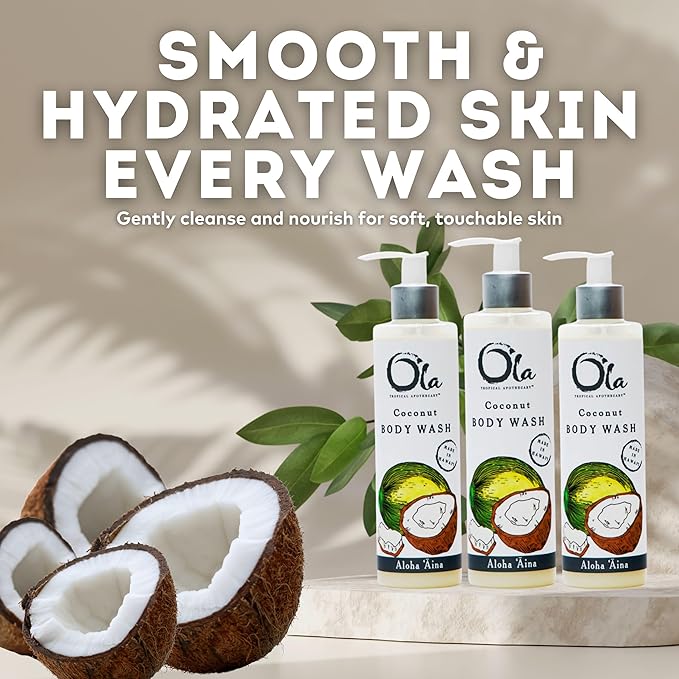 OLA TROPICAL APOTHECARY Coconut Body Wash with Pure Tropical Oils and Plant Extracts - 8 fl oz