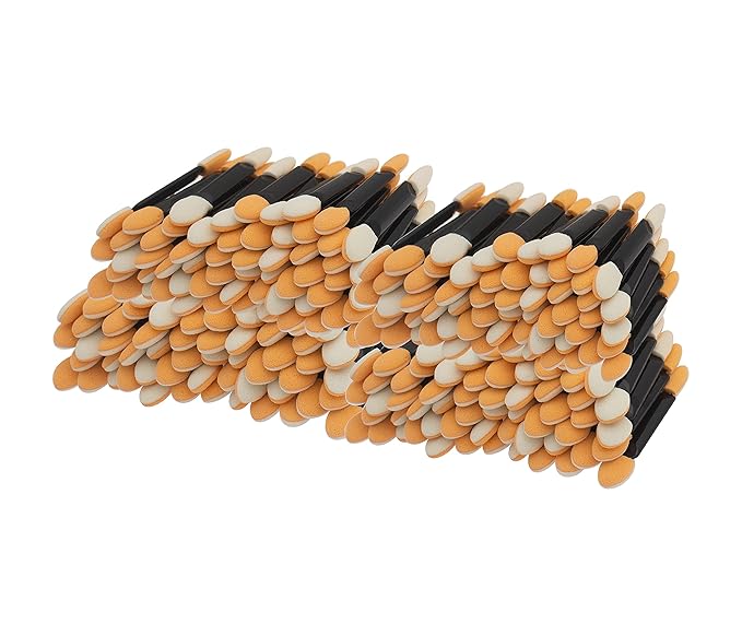XUFAN 200 PCS Disposable Eyeshadow Brush, Dual Sided, Synthetic Bristles, Black