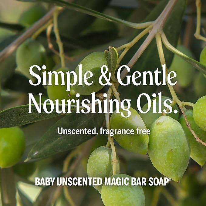 Dr. Bronner's Pure-Castile Baby Unscented Magic Bar Soaps - Made with Regenerative Organic Certified Oils - For Face, Hand, Hair Gentle on Sensitive Skin - Soap Bars for Men & Women - 2 Pack, 5 oz