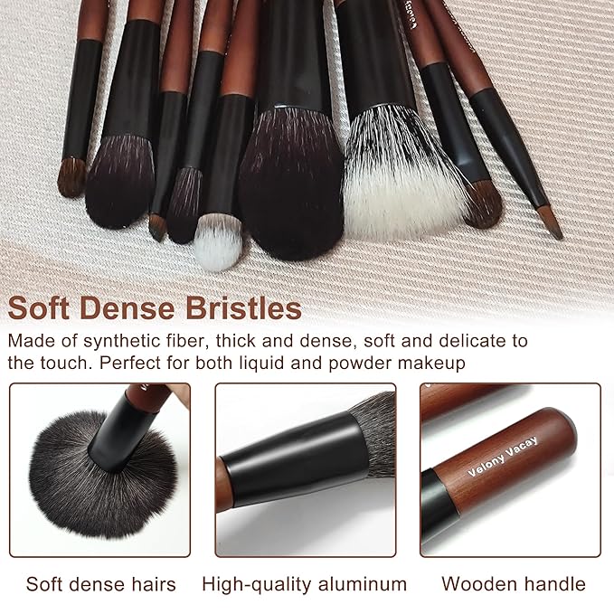 Mini Makeup Brush Set, 9 Full Face Mini Travel Make Up Brushes Set, Synthetic & Natural Hair Makeup Brushes For Blush, Eyeshadow, Conceal, Eyebrow Brush, with a compact Brush Case