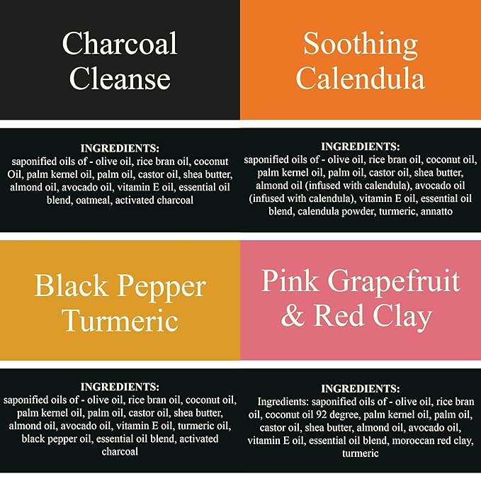 Traverse Bay Bath and Body Natural Cold Process Soap Ultimate Skin 4-Bar Variety Pack, Brown Windsor, French Lavender, Eucalyptus Mint, Bergamot Rose, 5.5 oz Each, 22+ oz Total