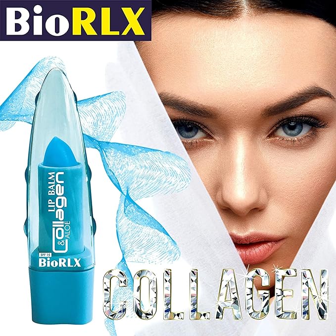 BioRLX Collagen & Aloe Vera Lip Balm - Advanced Anti-Aging Lip Care for Youthful and Hydrated Lips (Collagen, 0.12 Ounce (Pack of 1))