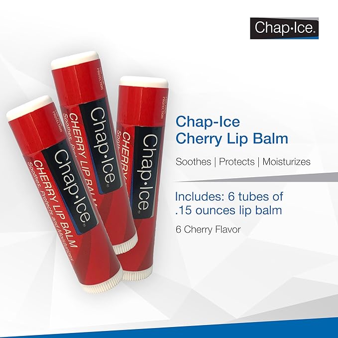 Chap-Ice Full-Stick Traditional Lip Balm with SPF - 6 count (6 Count, Cherry (SPF-4))