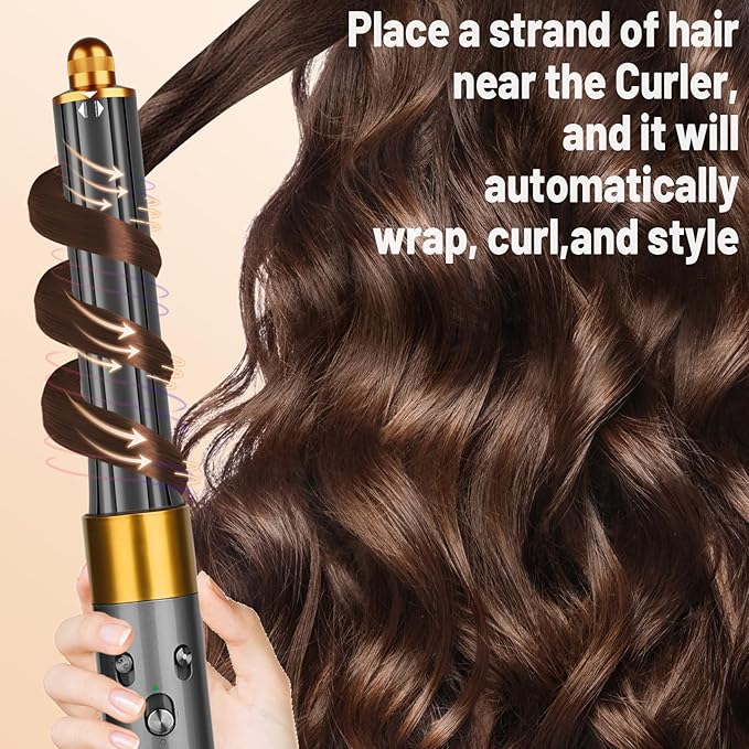 30mm/1.2 Inch Curling Barrel for Dyson Airwrap, Long Hair Curling Roller Barrels Compatible with Airwrap HS01/05, Self-Curling Replacement Attachment for Part No.971888-07, Gold