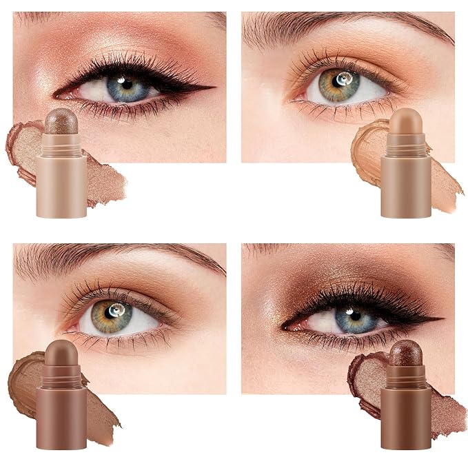 4 Color Eyeshadow Pencil, Creamy Matte Eye Shadow Pen, Face & Eye Highlighter Pen, Highly Pigmented Crayon Nude Eyeshadow