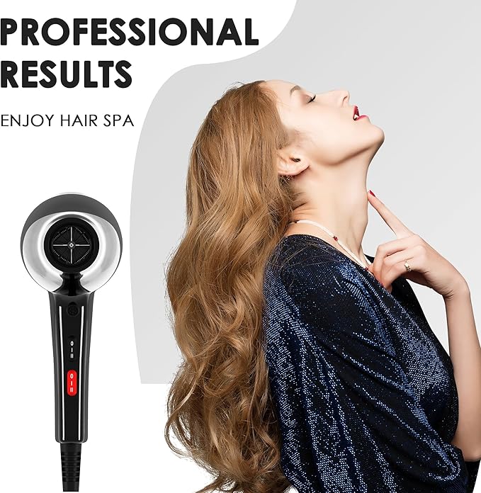 Hair Dryer, Professional Ionic Blow Dryer with Diffuser for Curly Hair,2400W Powerful Fast Drying Hairdryer Blowdryer for Women Men Home Salon Hair Styling,Constant Temp Low Noise