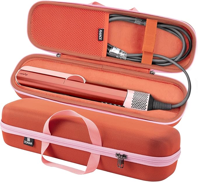 RAIACE Hard Carrying Case Compatible with dyson airstrait straightener, Travel Storage Bag. (for sale is case only) (Bronze red)