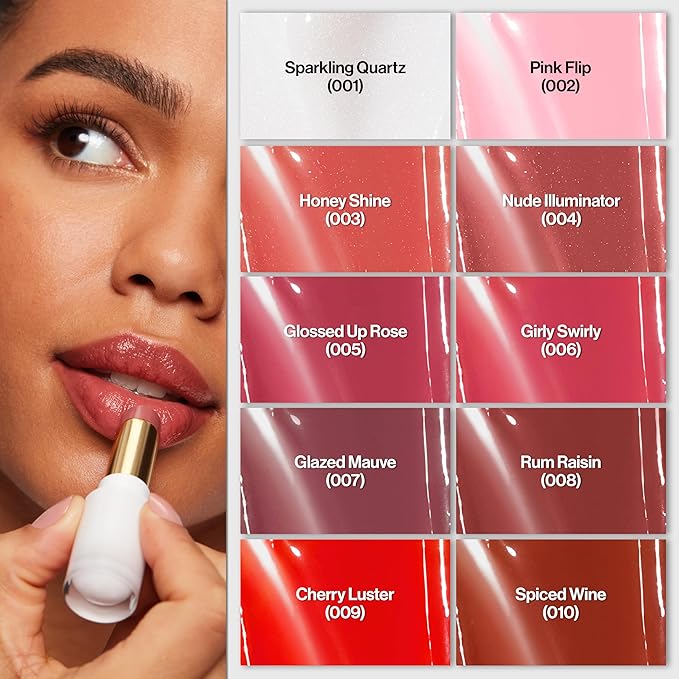 REVLON Super Lustrous Glass Shine Balm, Hydrating Tinted Lipstick, Sheer, Glossy Shiny Finish, 010 Spiced Wine, 0.11 oz