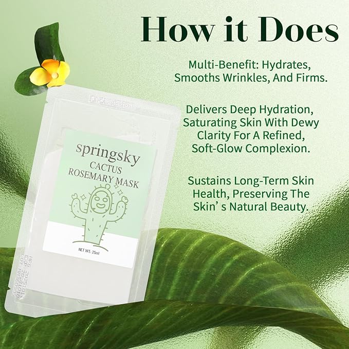 Cactus Sheet Mask,8-Pack Korean Skincare Face Mask,Deep Hydrating & Moisturizing Skincare for Dry & Sensitive Skin,Soothes Skin,Instant Calm & Glow,Korean Beauty