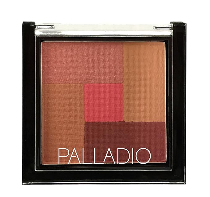 Palladio 2-In-1 Mosaic Blush and Bronzer, Silky Smooth Face Makeup Pressed Powder, Five Color Hues from Shimmering Pinks to Golden Browns, Rich Pigmented Shades, Flawless Finish, Pink Truffle, 0.3 Oz