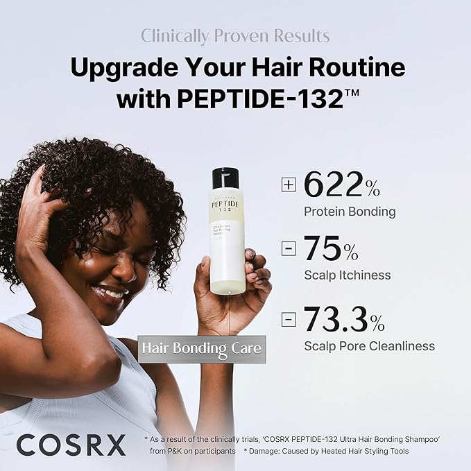 COSRX PEPTIDE 132 Hair Bonding Shampoo - Daily Scalp Treatment for Dandruff, Dry, Itchy or Flaky Scalp - Repairs & Strengthens Damaged Hair, For All Hair Types – 6.76 fl oz