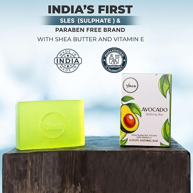 MY ACE Avocado Bathing Bar – Handmade with Avocado Oil & Coconut Oil, SLES & Paraben Free, Enriched with Shea Butter & Vitamin E – Moisturizing & Gentle