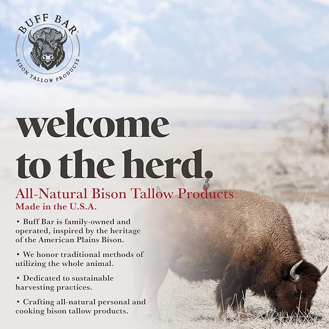 BUFF BAR Pure Bison Tallow Balm, Ponderosa Pine - Scents of Pine, Cypress, & Cedar - All Purpose, Body Butter, Hydrating, Naturally Derived, Replaces Lotion - For Dry, Itchy Skin