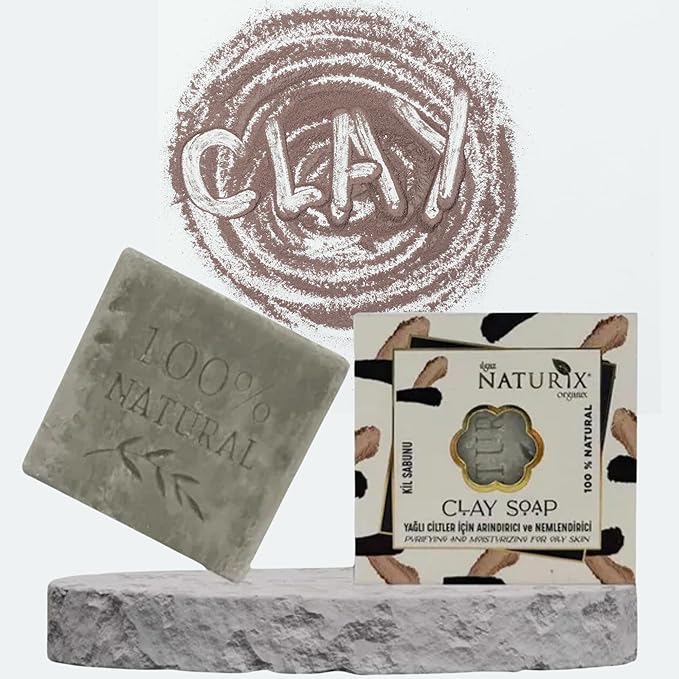 Organic Bar Soap Moisturizing Soap Made from Natural Oil | Hair Hand Face Body Bath Wash | Skin Care Cleanser Shampoo (Clay)