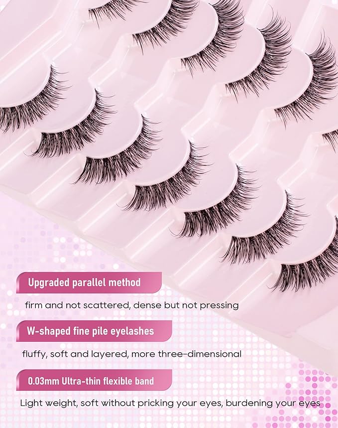 Frihappy Short Natural Lashes Wispy Natural Looking False Eyelashes HA-56