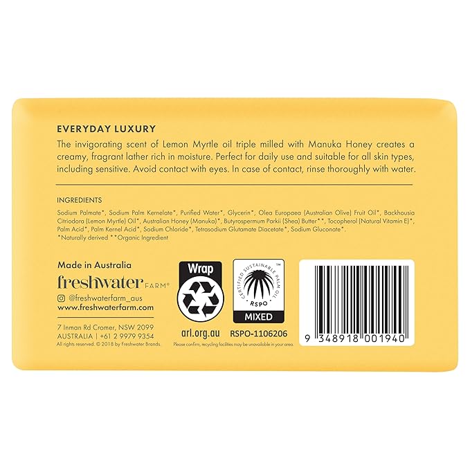 Lemon Myrtle Oil + Manuka Honey Body Bar