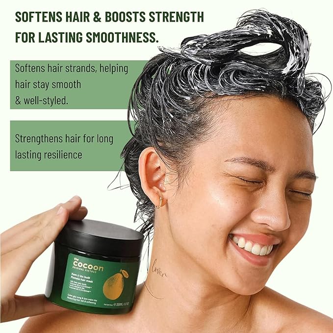 Cocoon Pomelo Essential Oil Hair Growth Mask with Xylishine & Amino Acid, Organic Mask No Sulfate, Vegan Treatment to Soften, Reduce Loss & Volumize Hair Growth | for Thinning, Damaged & Breakage Hair