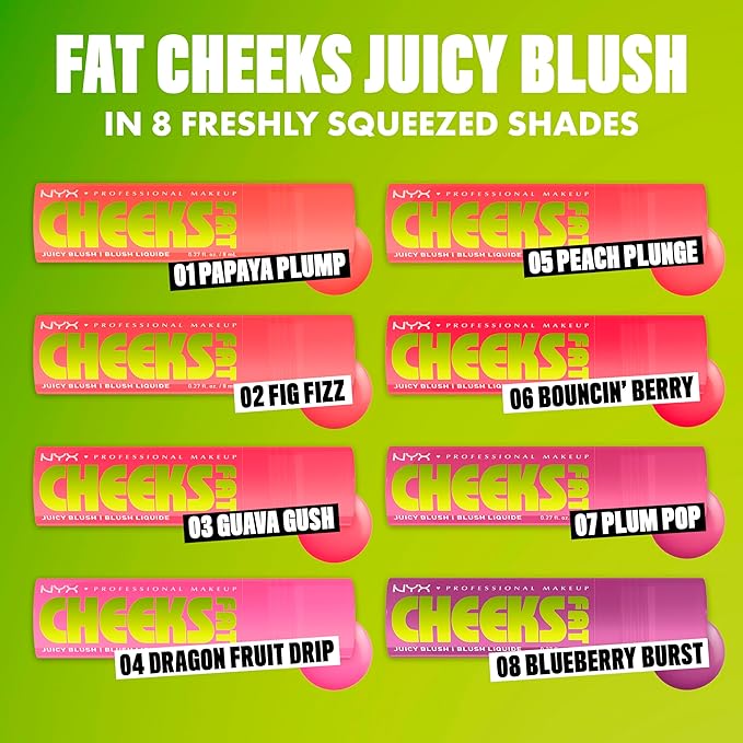 NYX PROFESSIONAL MAKEUP Fat Cheeks Liquid Blush, Buildable, Dewy Blush with Long-Lasting 12HR Wear - Peach Plunge (Bright Peach)