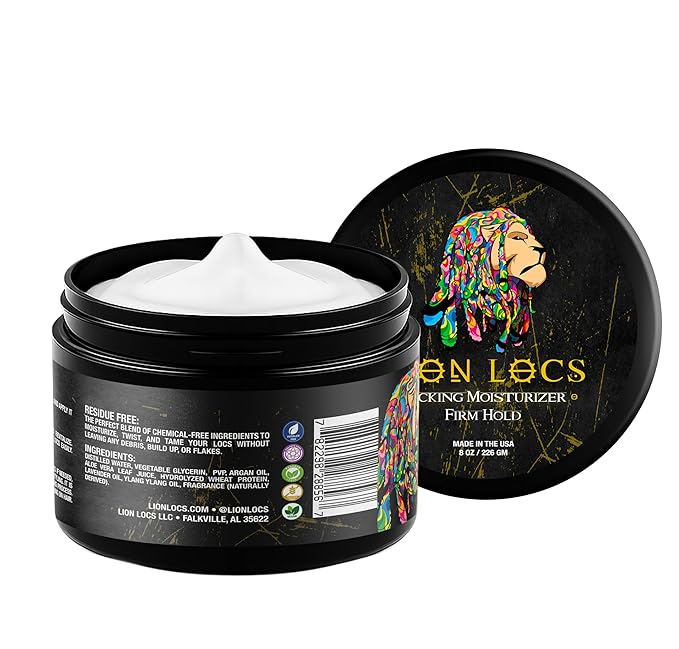 Lion Locs Hair Locking Dreads Moisturizer for Dreadlocks, Locks, Microlocs, Interlocks, Braids, Fauxlocs, Sisterlocks | - Large Container Residue and Build-Up Free (8oz) (Regular)