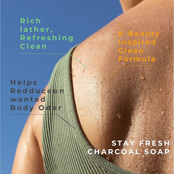 CDH7DAYS StayFresh Charcoal Soap Bar – Natural Odor-Reducing Body Soap, Handmade Korean Charcoal Bar for After Workout, Deep Cleansing, Fresh & Clean Feeling (1, CHARCOAL)