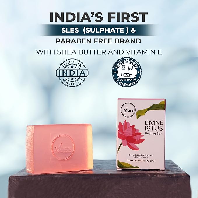 MY ACE Divine Lotus Bathing Bar – Handmade with Lotus Extract & Coconut Oil, SLES & Paraben Free, Enriched with Shea Butter & Vitamin E – Gentle & Moisturizing