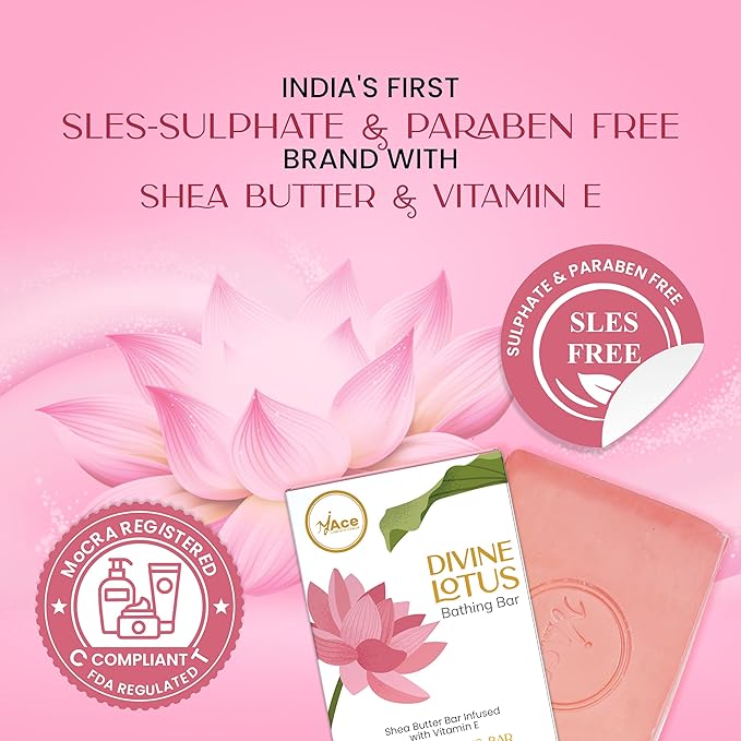 MY ACE Divine Lotus Bathing Bar – Handmade with Lotus Extract & Coconut Oil, SLES & Paraben Free, Enriched with Shea Butter & Vitamin E – Gentle & Moisturizing