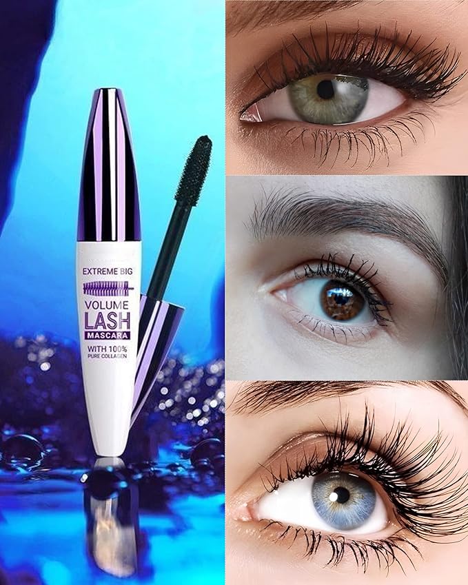 5D Waterproof Mascara Black Brown Volume and Length-2Pcs Fiber Lash Extensions Tubing Colored Mascara for Eyelashes, Longlasting Curling Colorful Mascaras,Women's Day Eye Makeup Gift for Women Girl