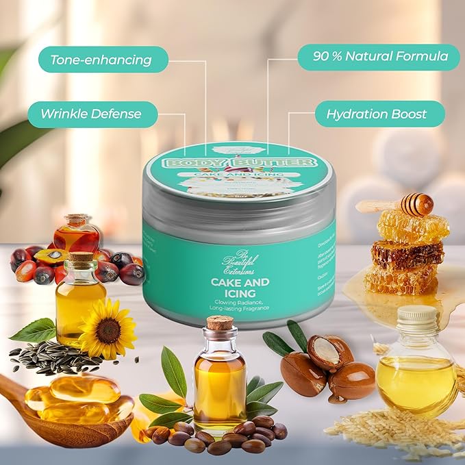 body butter cake and icing scent long -lasting fragrance,hydrate skin jojoba oil and more 8oz
