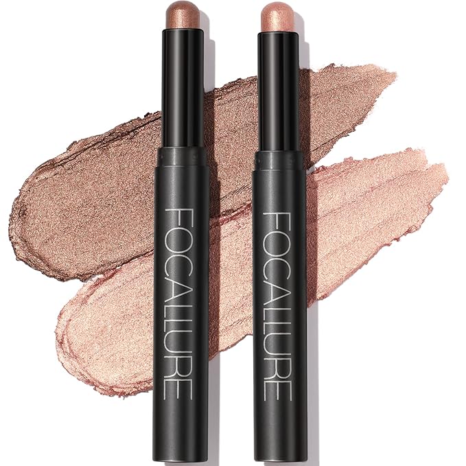 FOCALLURE 2 Pcs Cream Eyeshadow Stick,Brightener Eyeshadow Pencil Crayon,High Pigmented Eye Shadow Pen,Waterproof Long Lasting Eye Highlighter Stick,Straight-up Classy