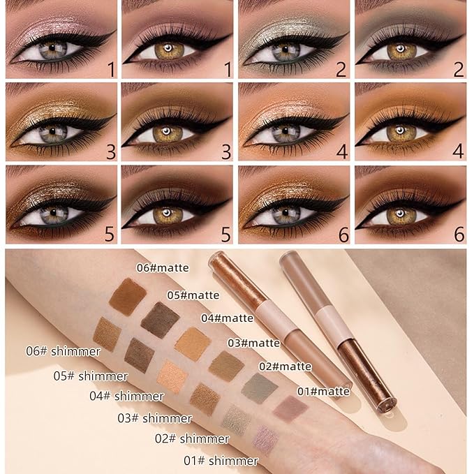 Coco Brown Matte Liquid Eyeshadow Glitter Double Ended Metallic Eyeshadow Sticks For Eyes Pencil Primer Base Quick Drying Waterproof Long Lasting Highlight Stick And Shadow Pen Eye Makeup（#3）